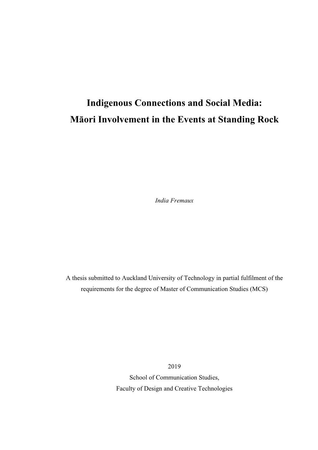 Indigenous Connections and Social Media: Māori Involvement in the Events at Standing Rock