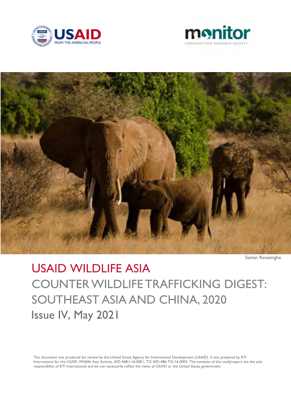 COUNTER WILDLIFE TRAFFICKING DIGEST: SOUTHEAST ASIA and CHINA, 2020 Issue IV, May 2021