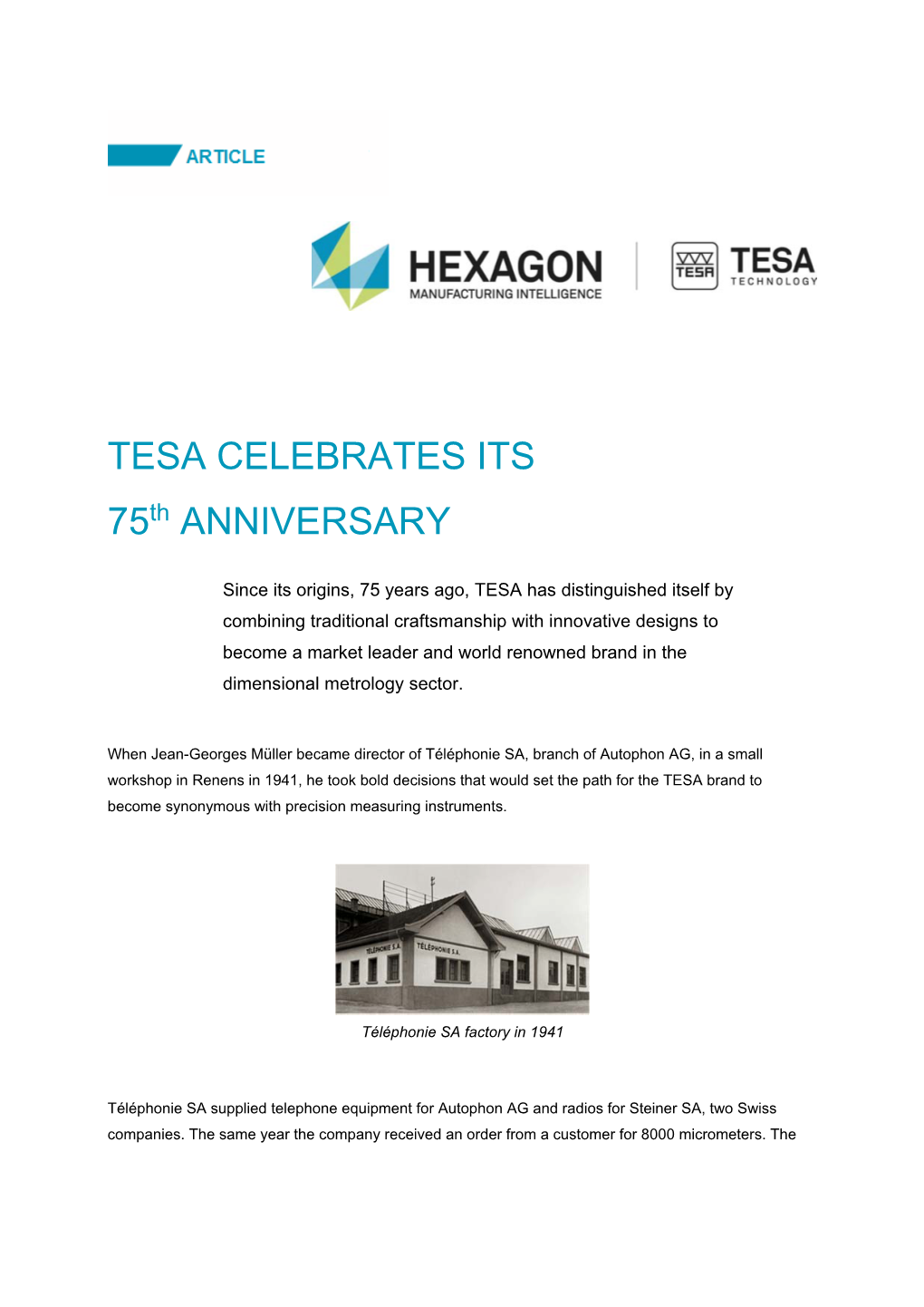 TESA CELEBRATES ITS 75Th ANNIVERSARY