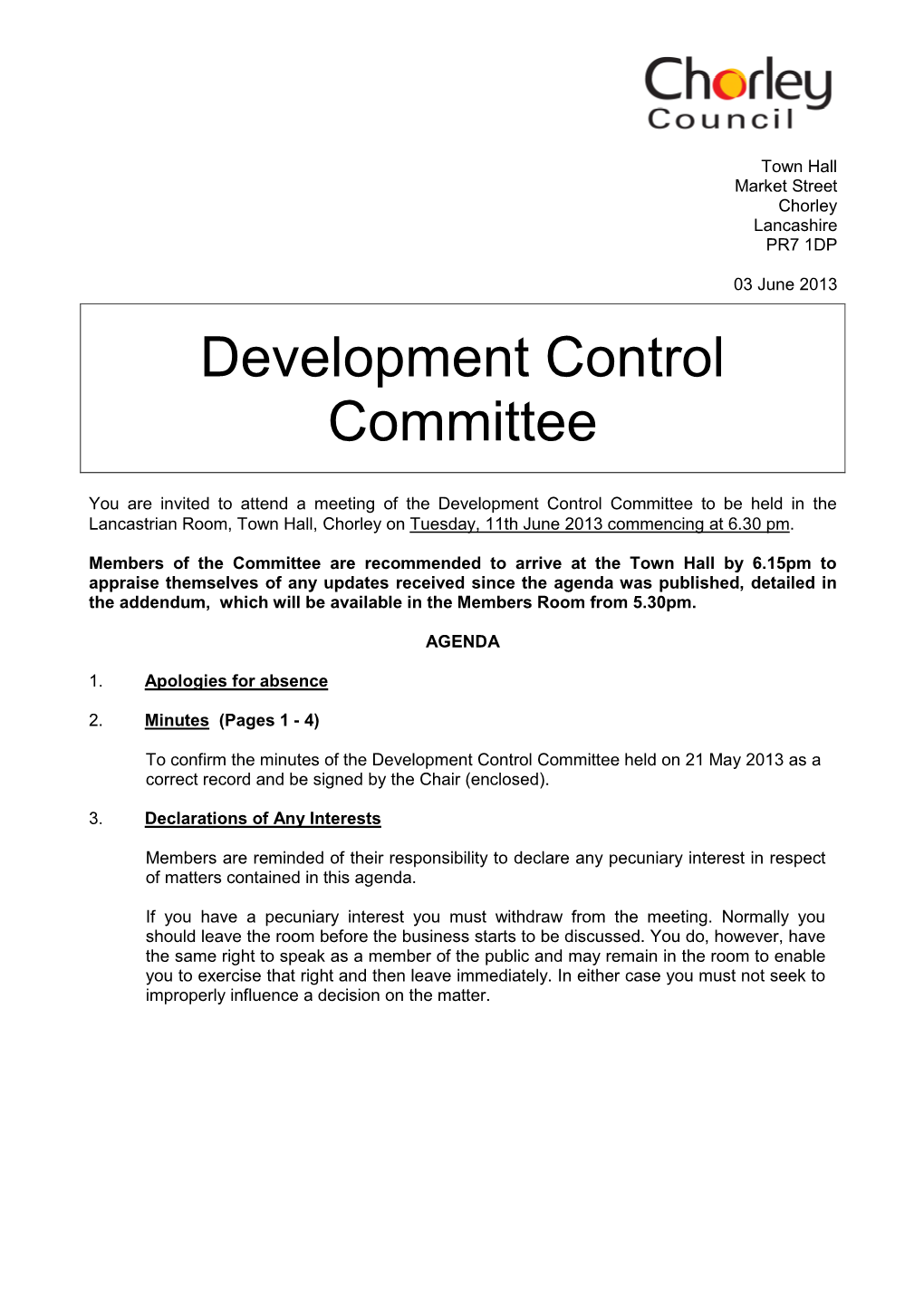 Development Control Committee