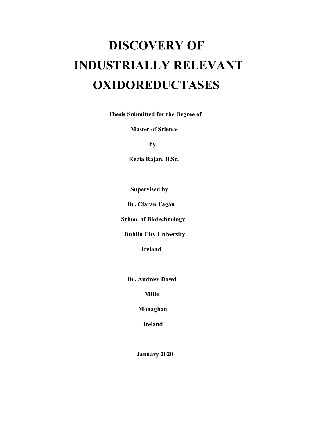 Discovery of Industrially Relevant Oxidoreductases