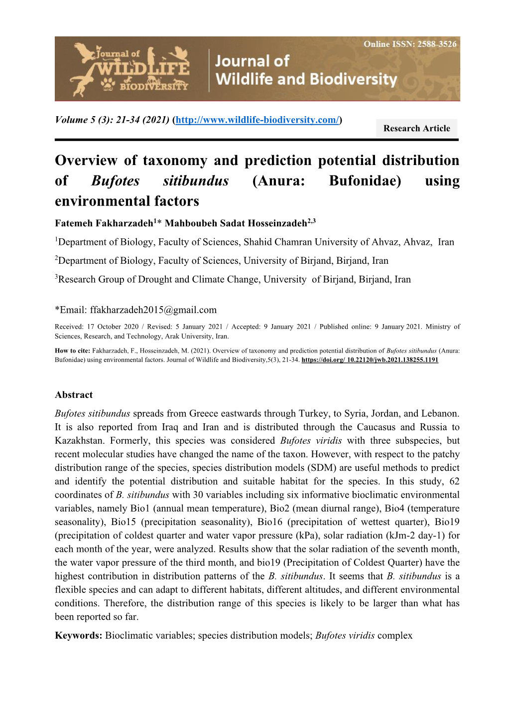 Overview of Taxonomy and Prediction Potential Distribution of Bufotes