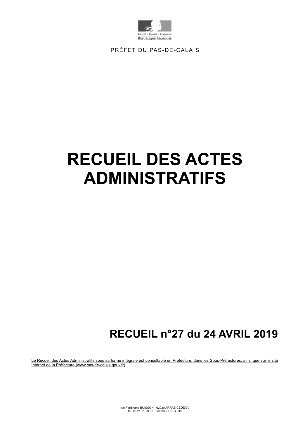 Recueil Des Actes Administratifs