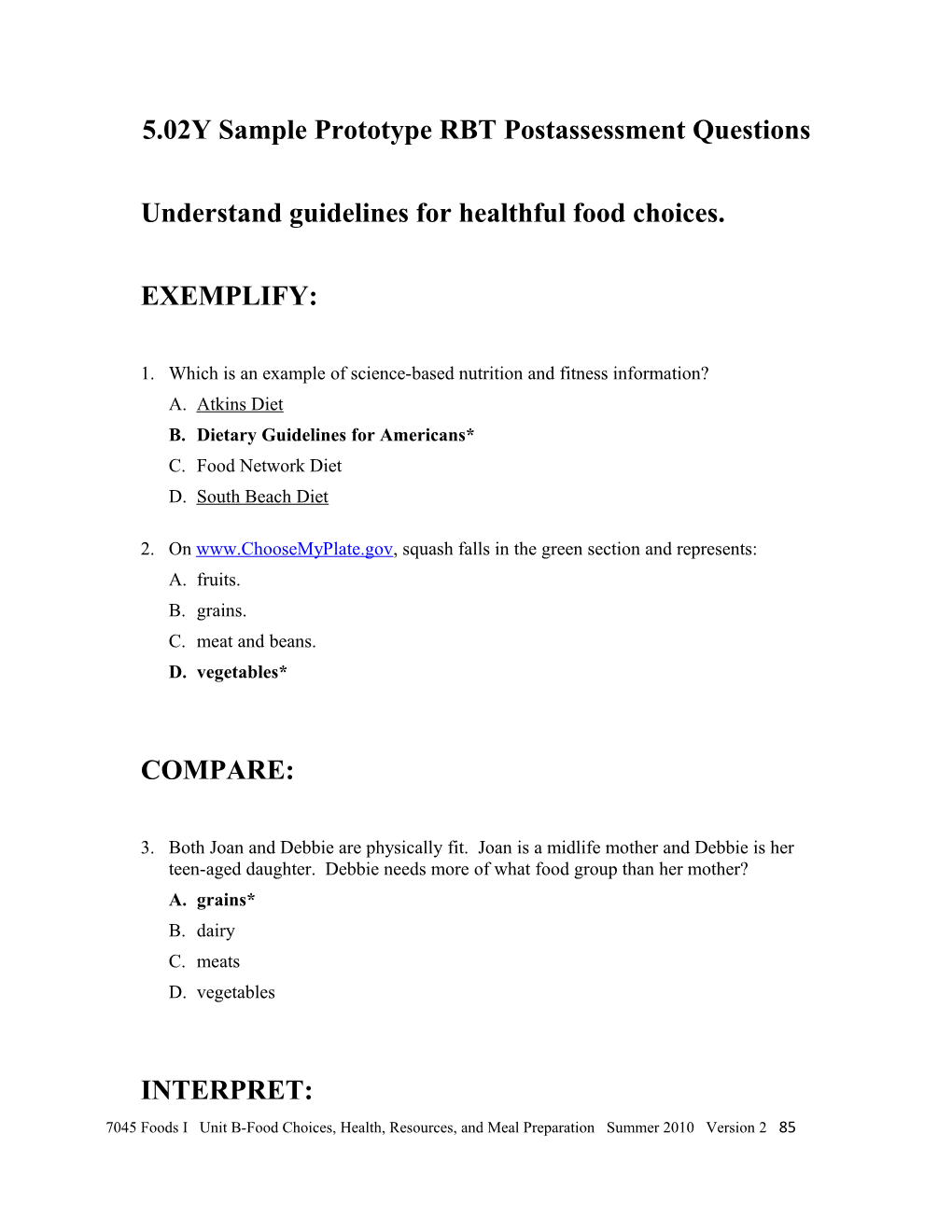 5.02Y Sample Prototype RBT Postassessment Questions