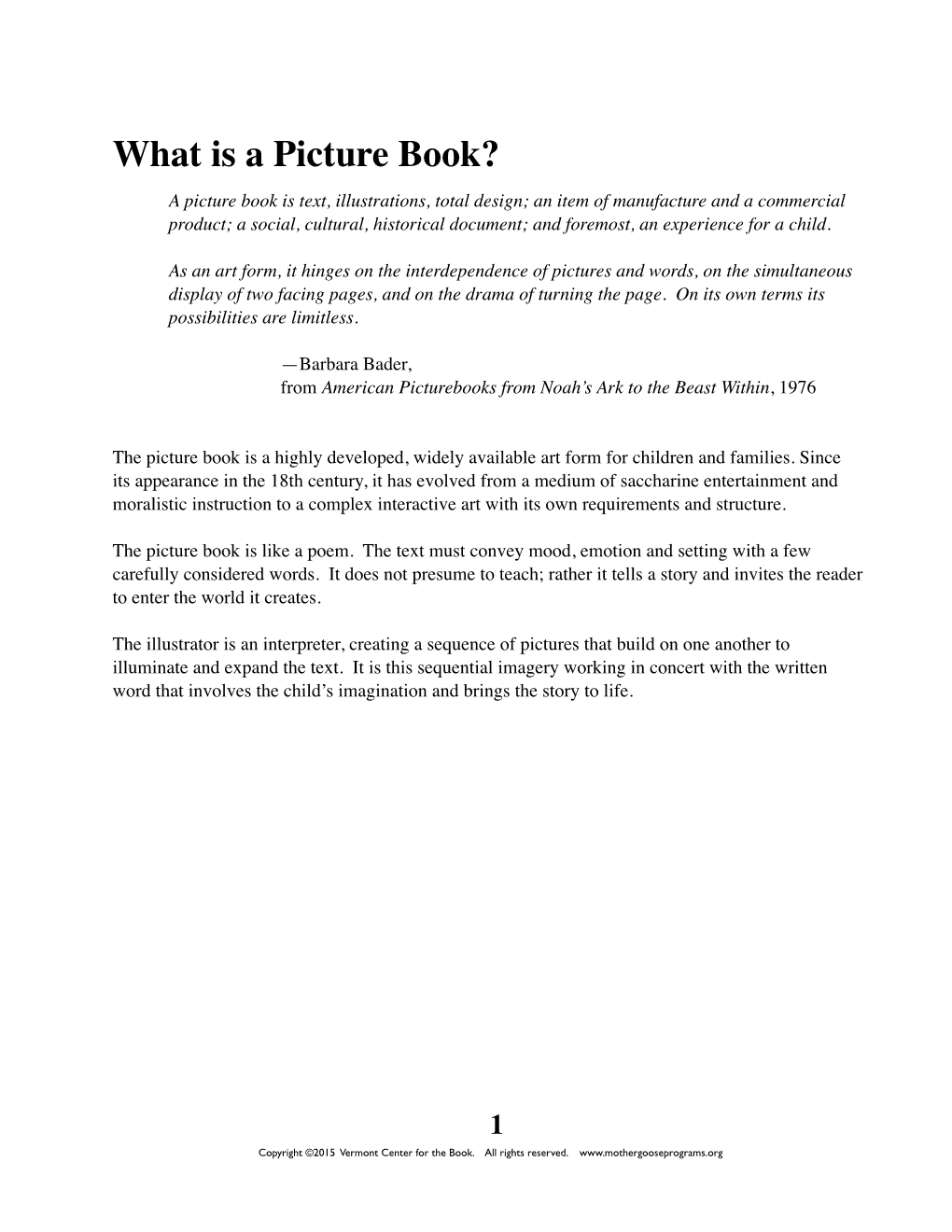 What Is a Picture Book?