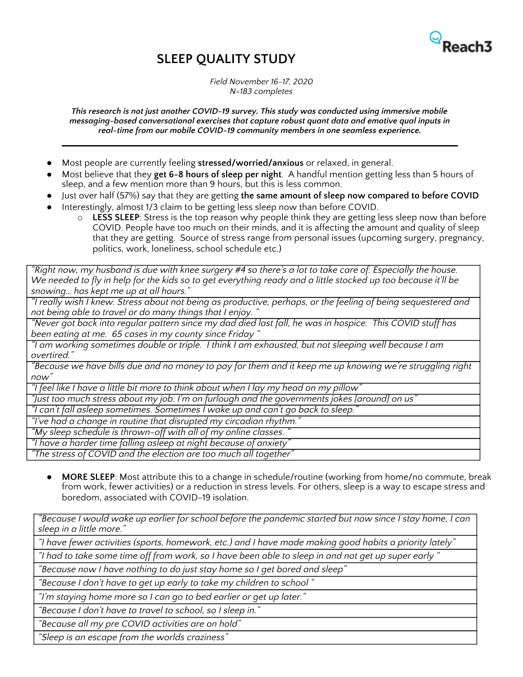 Sleep Quality Study