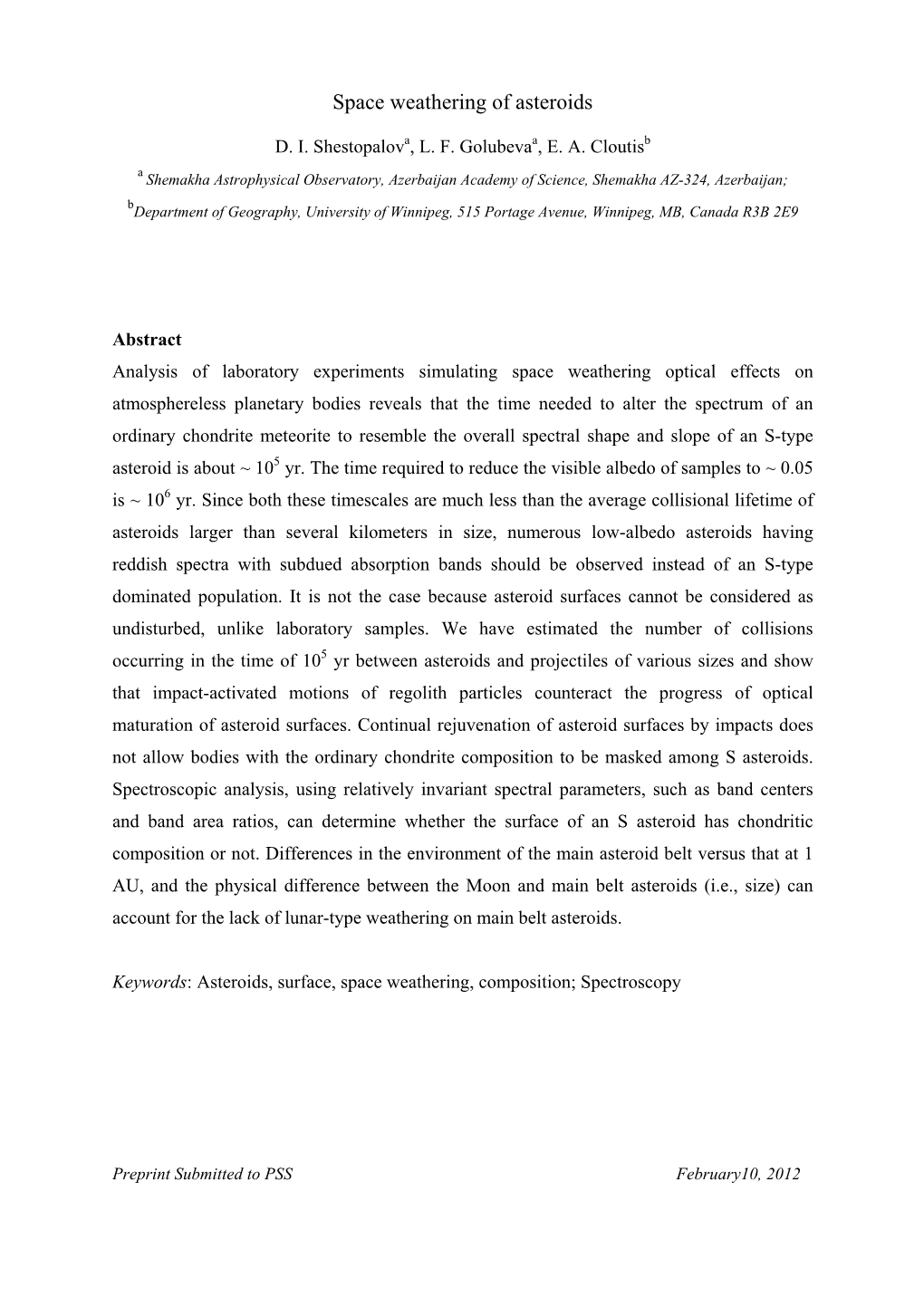 Space Weathering of Asteroids