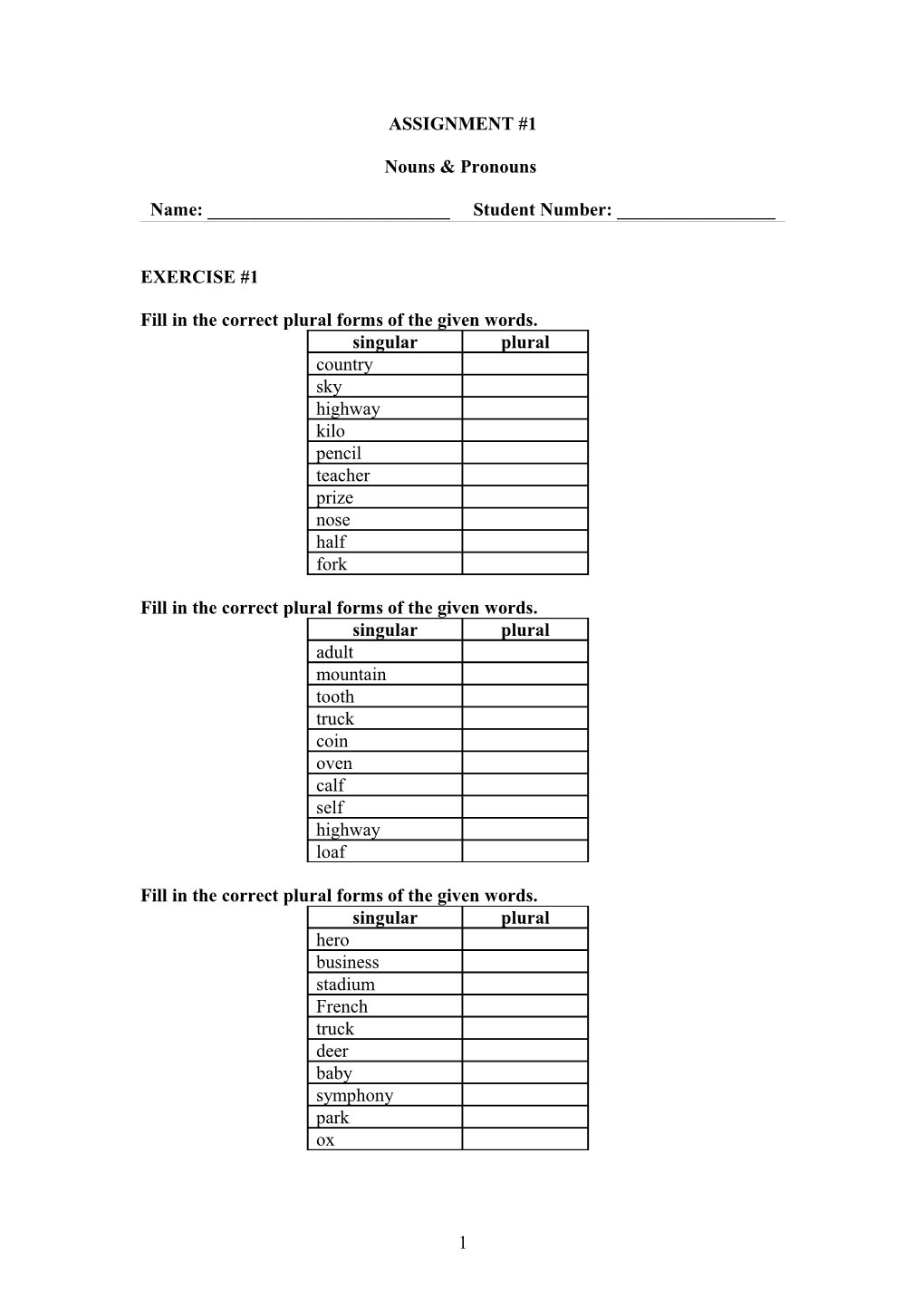 Nouns & Pronouns