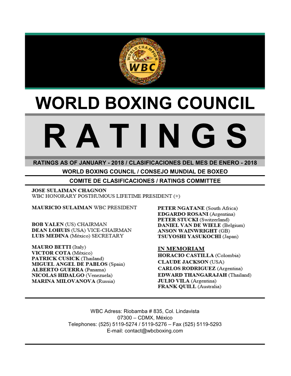 World Boxing Council Ratings