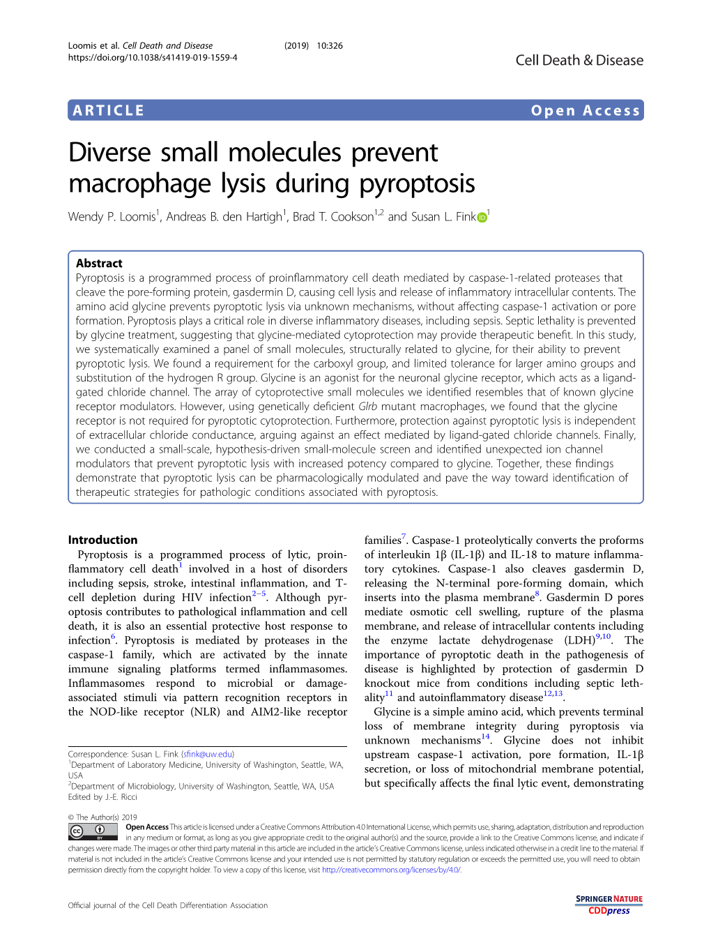 Diverse Small Molecules Prevent Macrophage Lysis During Pyroptosis Wendy P