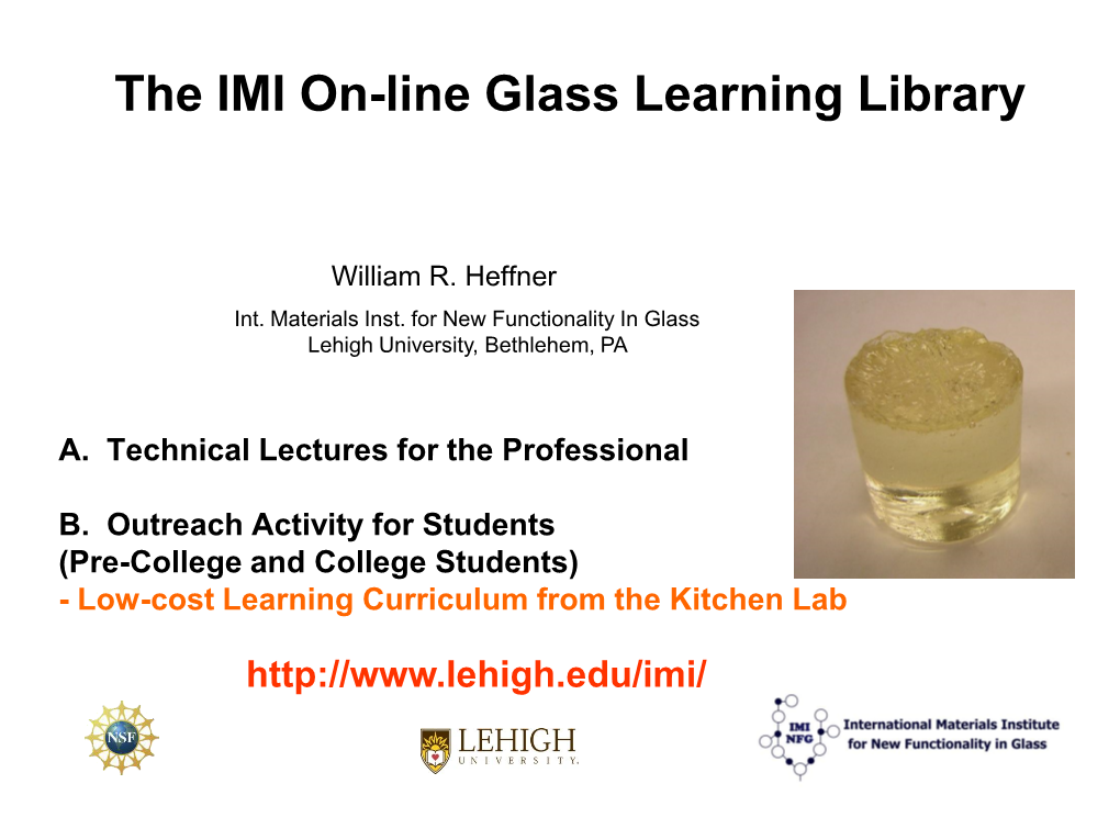 The IMI On-Line Glass Learning Library