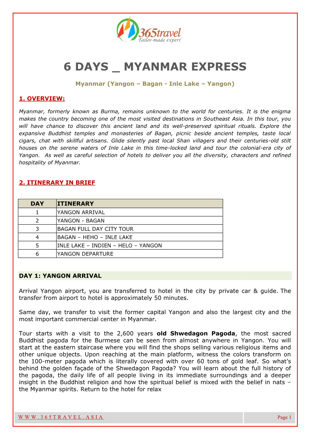 6 Days Myanmar Express