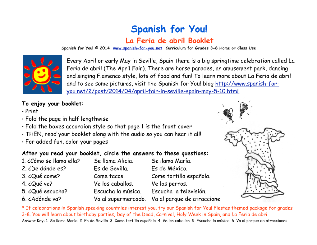 Spanish for You! Feria De Abril Booklet