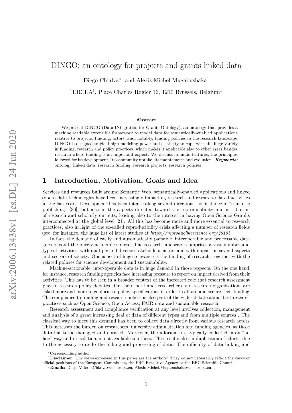 DINGO: an Ontology for Projects and Grants Linked Data