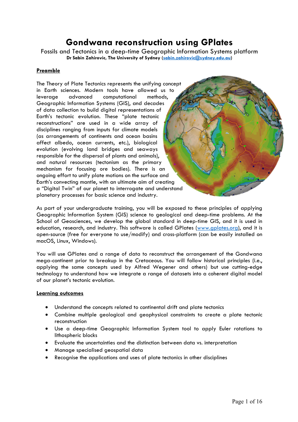 Gondwana Reconstruction Using Gplates