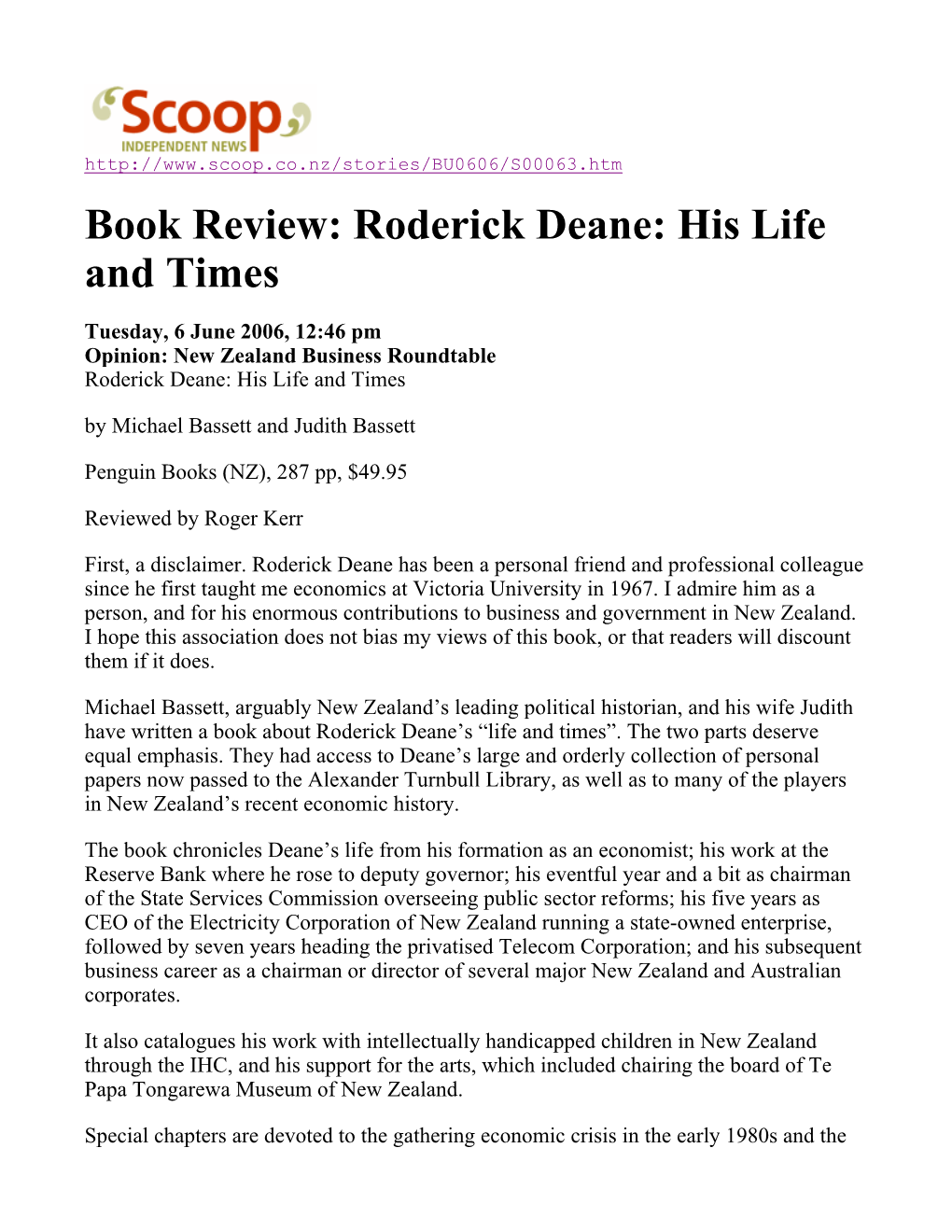 Book Review: Roderick Deane: His Life and Times