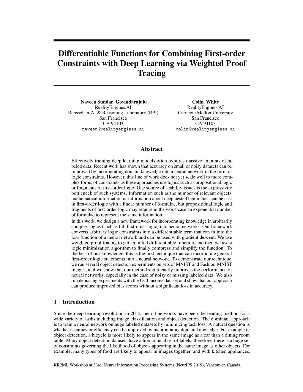 Differentiable Functions for Combining First-Order Constraints with Deep Learning Via Weighted Proof Tracing