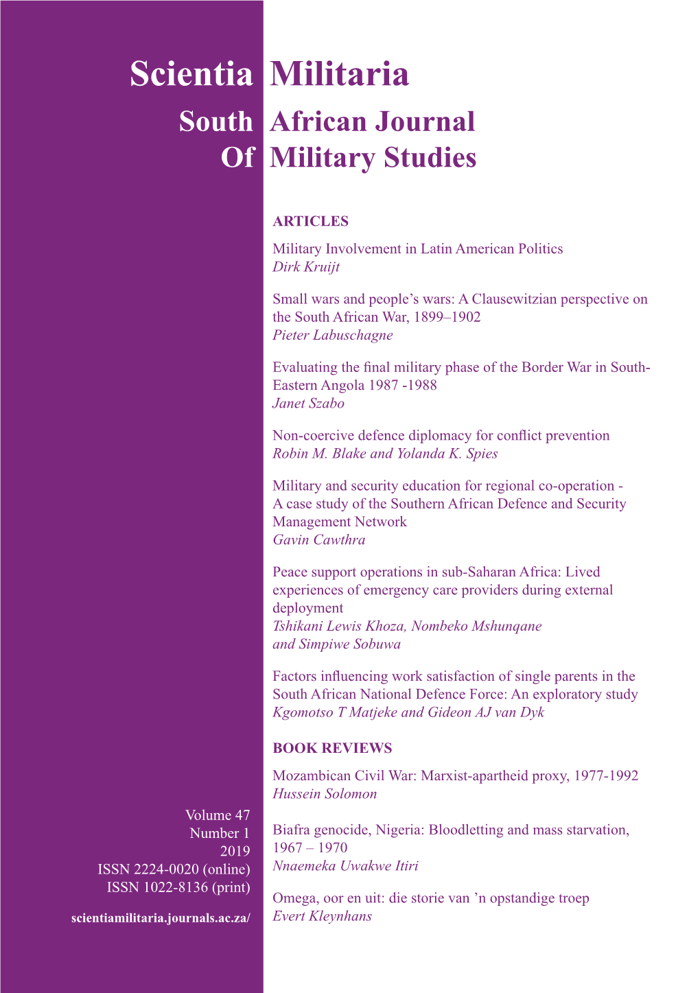 Scientia Militaria South African Journal of Military Studies