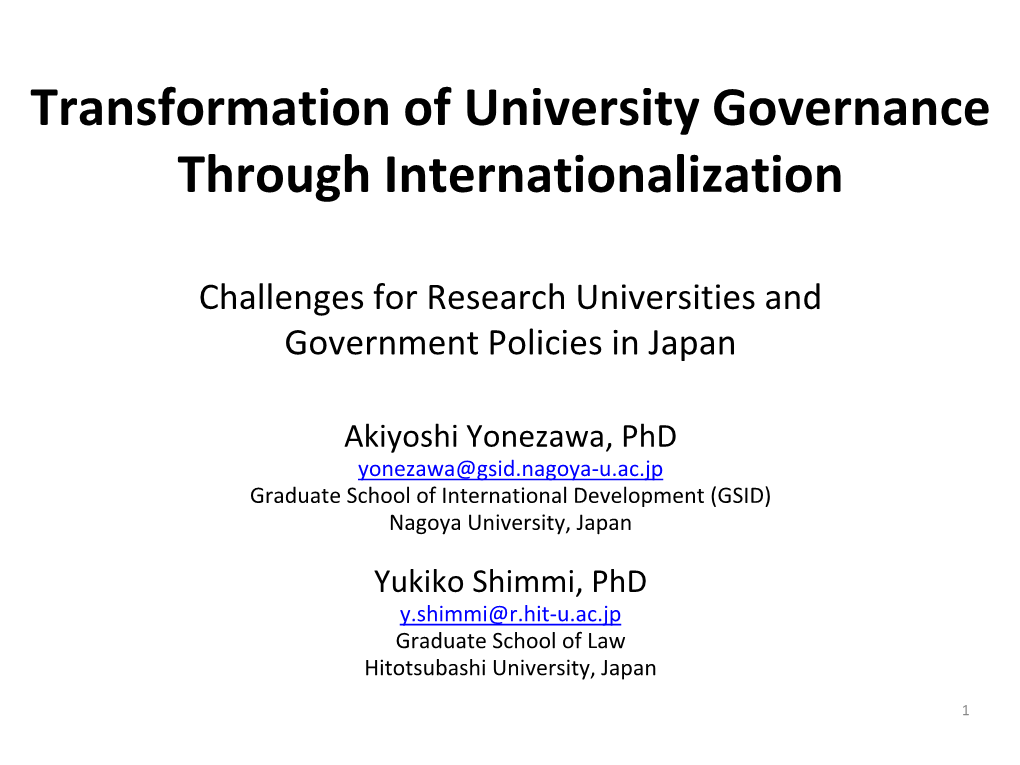 Challenges for Top Universities and Government Policies in Japan