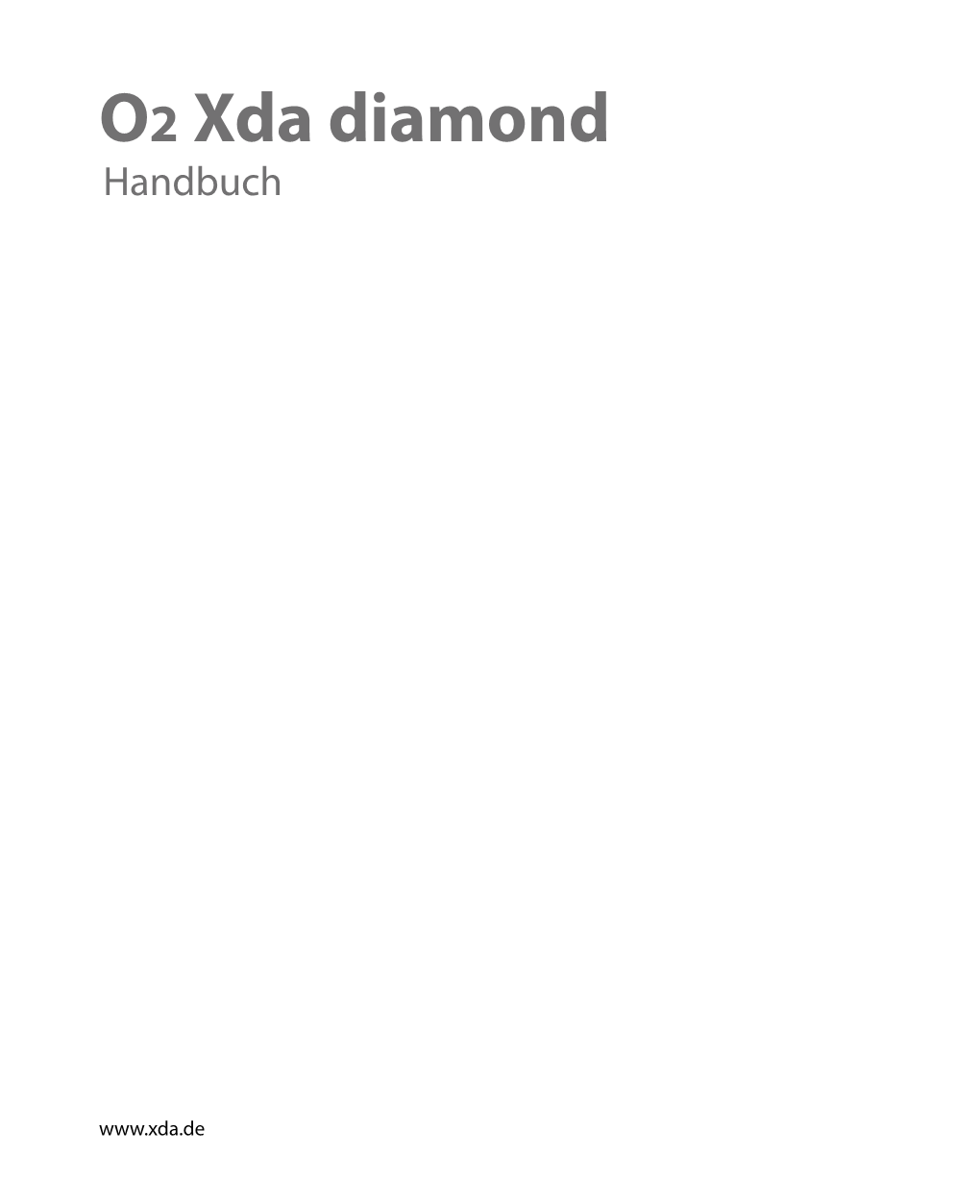 Bedienungsanleitung O2 XDA Diamond