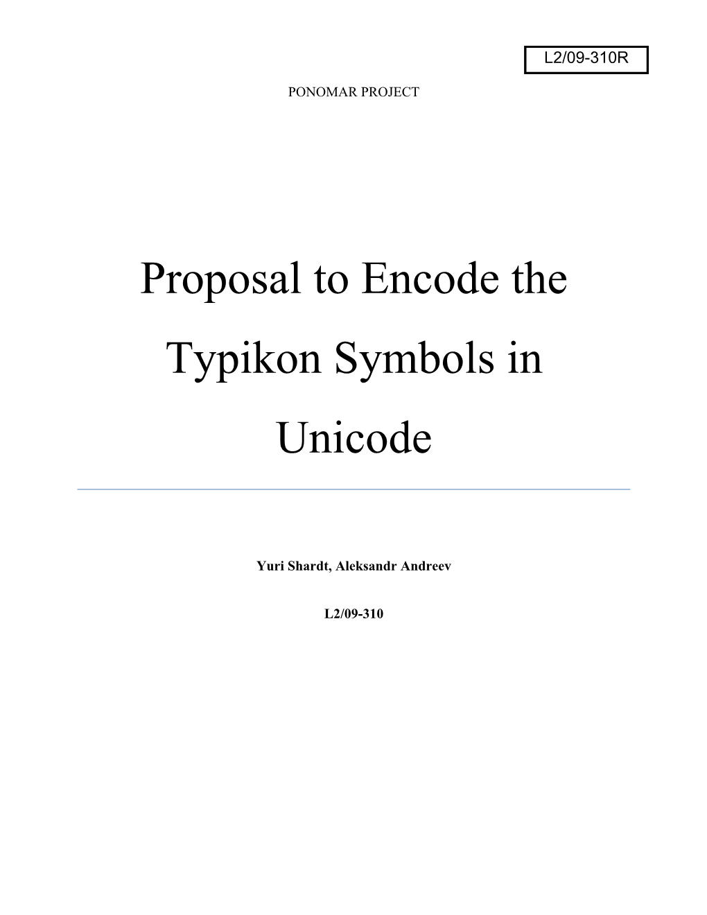 Proposal to Encode the Typikon Symbols in Unicode