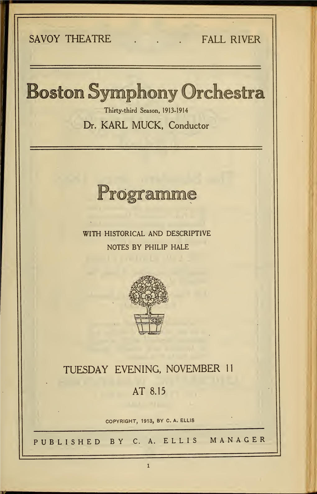 Boston Symphony Orchestra Concert Programs, Season 33,1913-1914, Trip