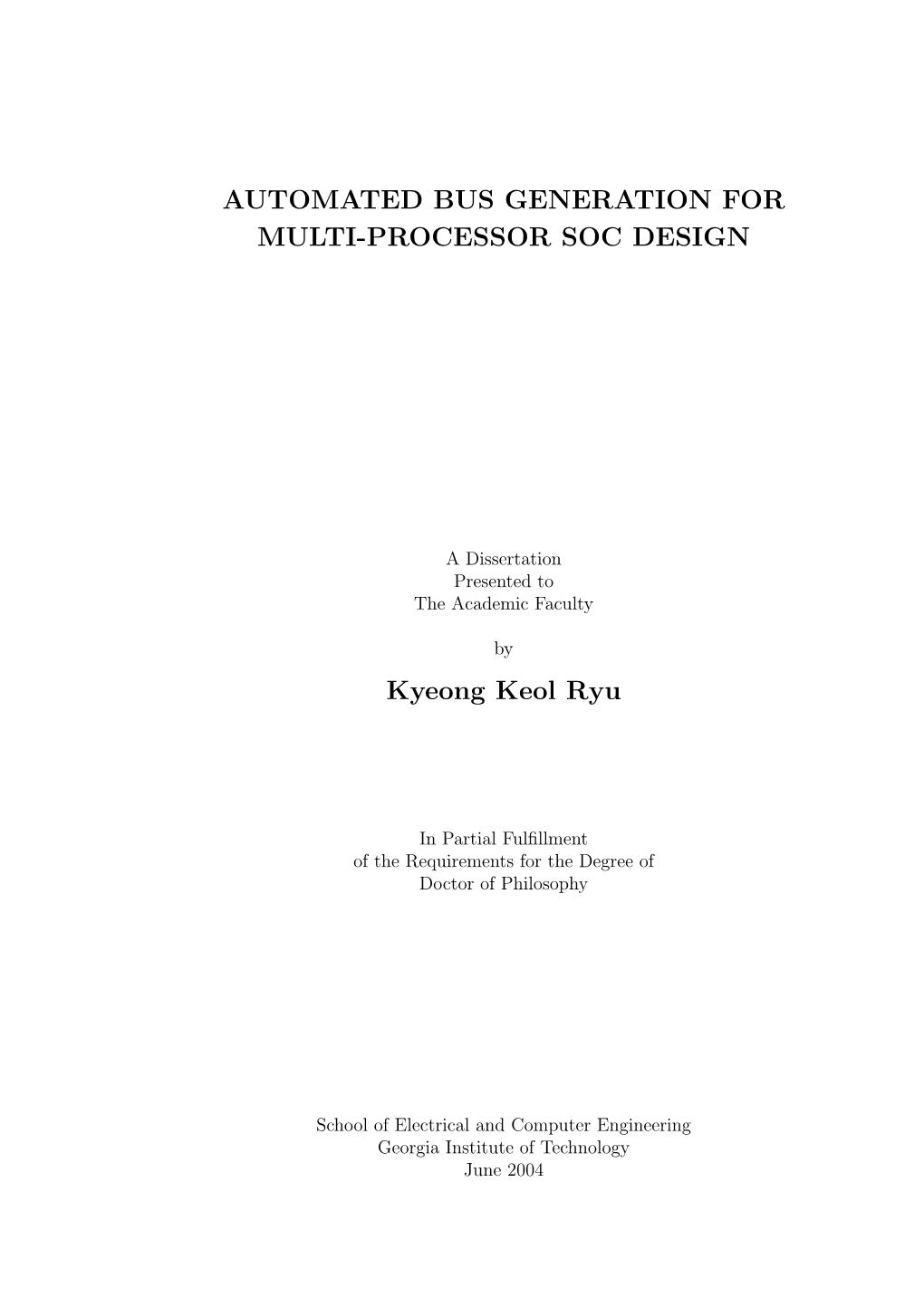 Automated Bus Generation for Multi-Processor Soc Design