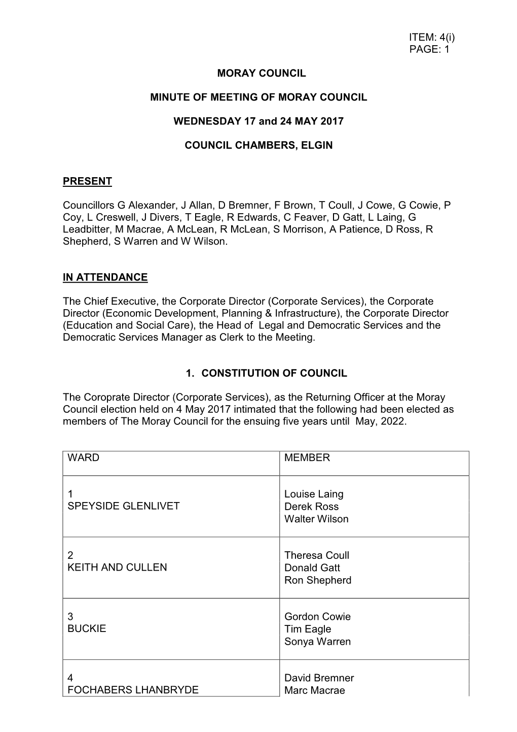 Minute of Meeting Dated 17 May 2017