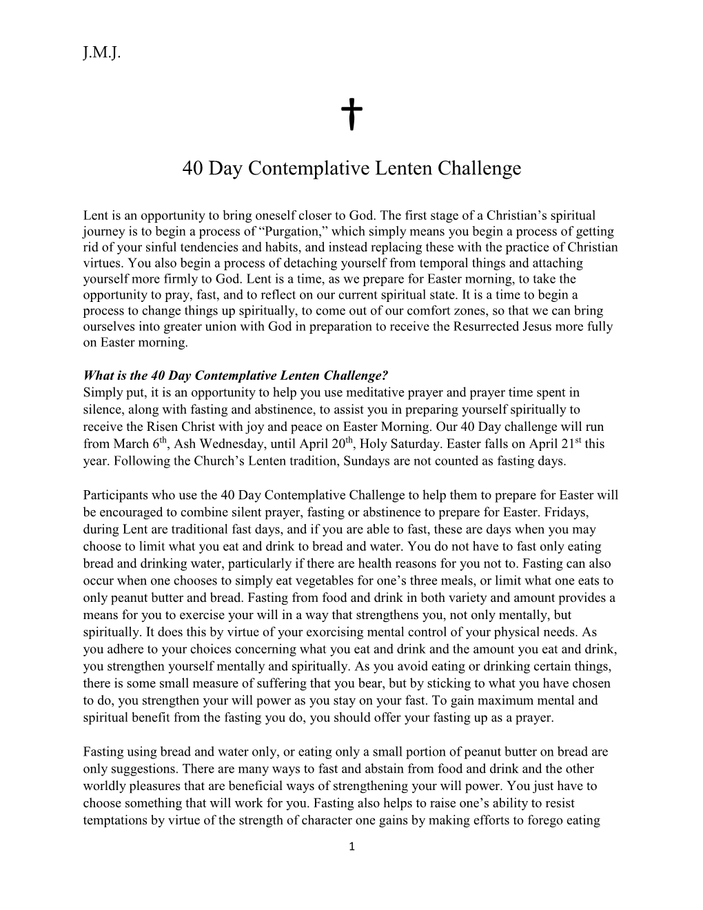 40 Day Contemplative Lenten Challenge