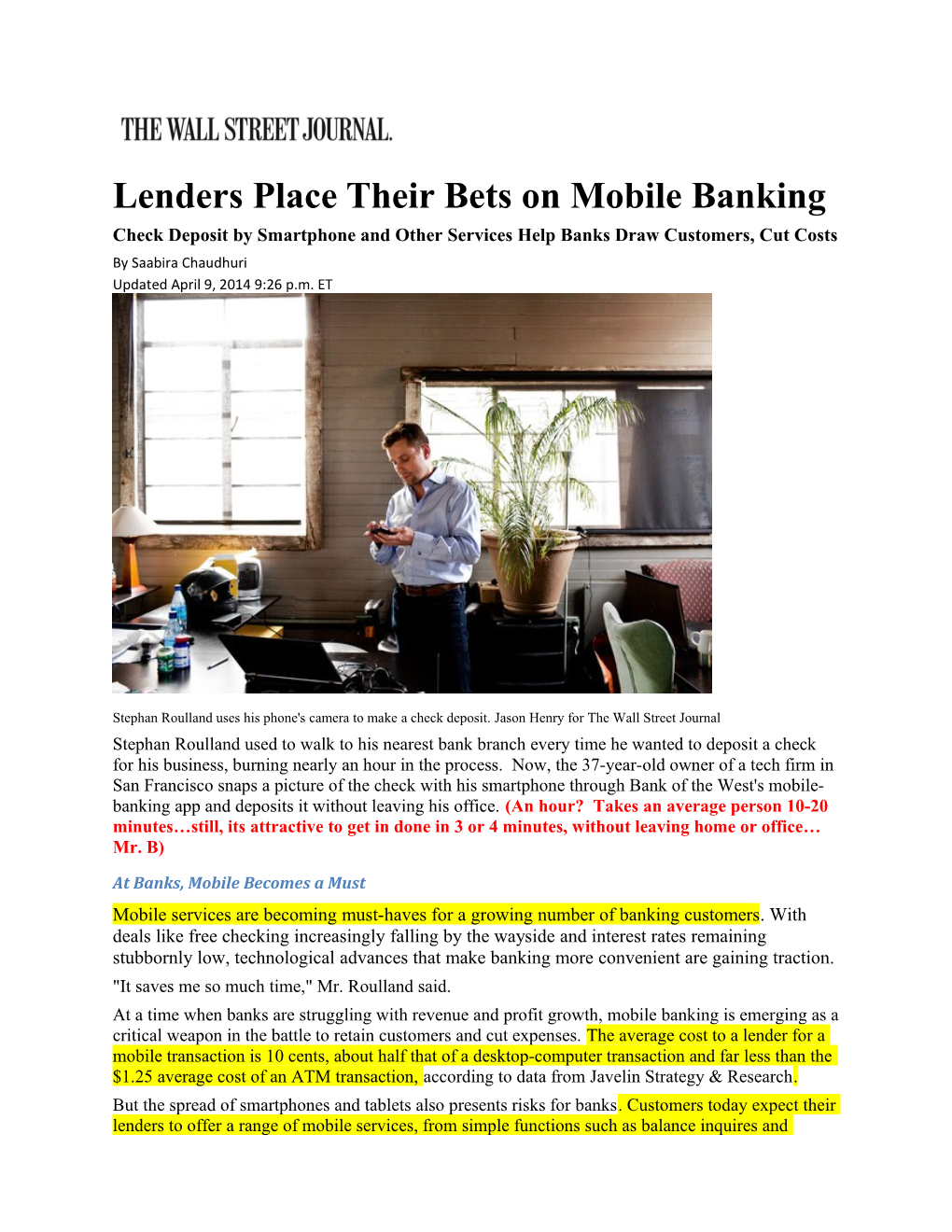 Lenders Place Their Bets on Mobile Banking