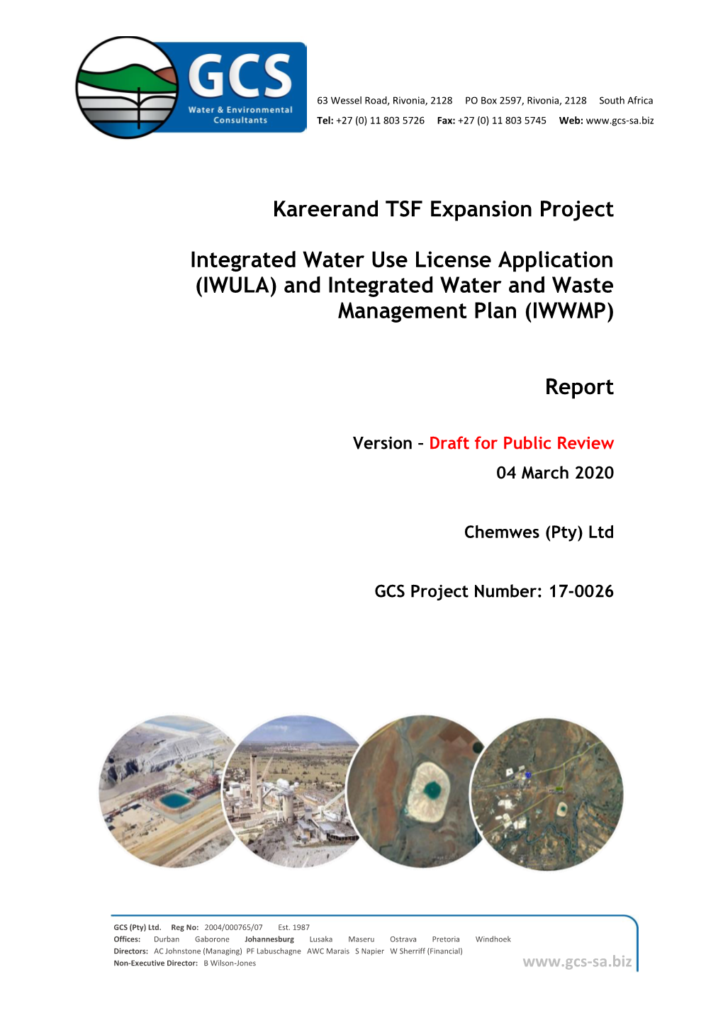 Kareerand TSF Expansion Project Integrated Water Use License Application (IWULA) and Integrated Water and Waste Management Plan (IWWMP)