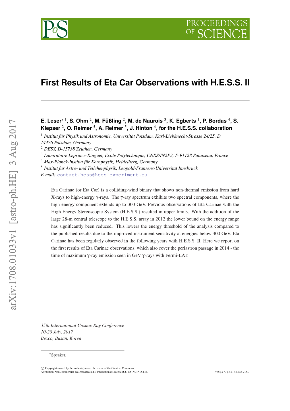 First Results of Eta Car Observations with HESS II