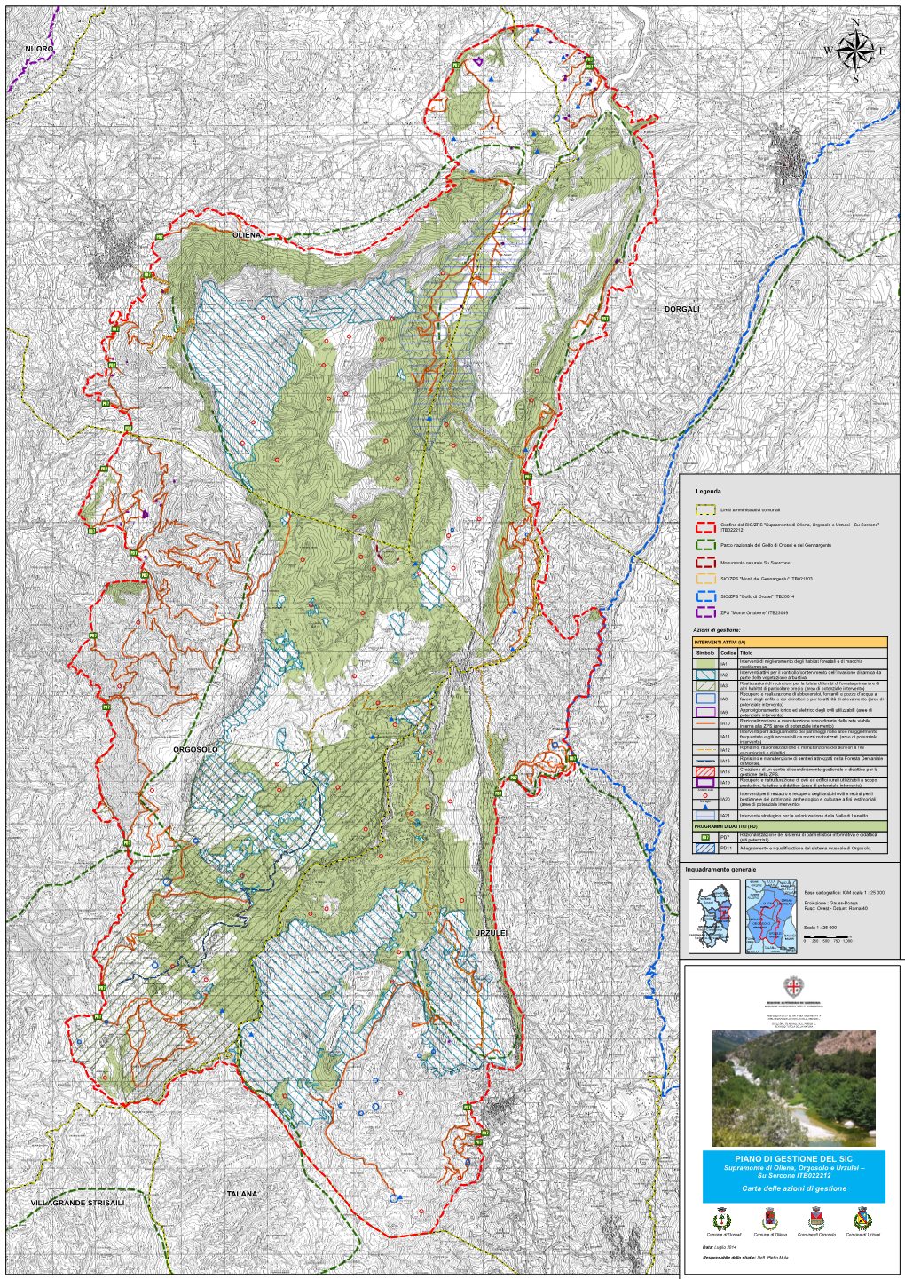 PIANO DI GESTIONE DEL SIC Supramonte Di Oliena, Orgosolo E Urzulei – Su Sercone ITB022212 Carta Delle Azioni Di Gestione TALANA