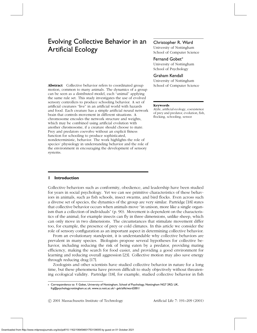 Evolving Collective Behavior in an Artificial Ecology