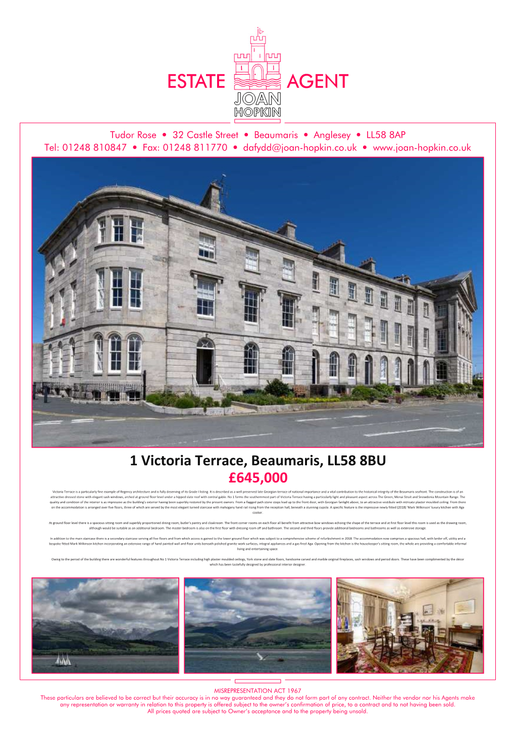 1 Victoria Terrace, Beaumaris, LL58 8BU £645,000