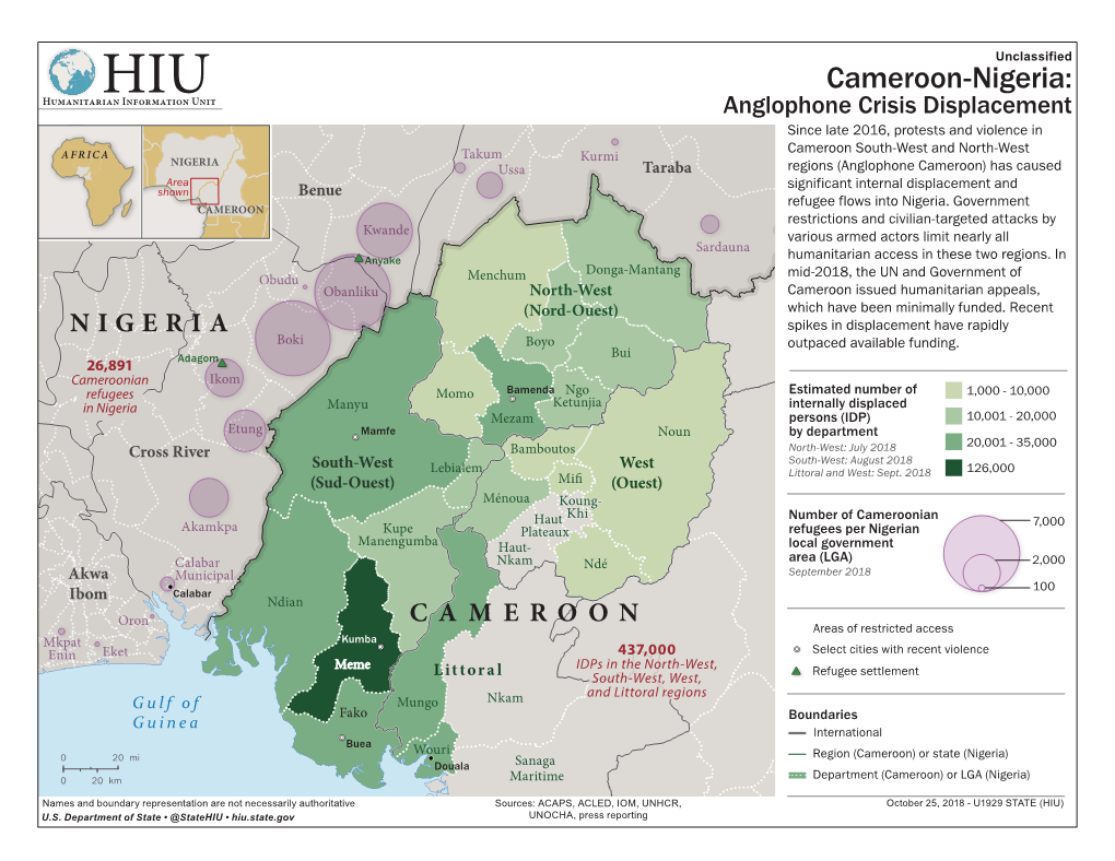 Cameroon-Nigeria: Anglophone Crisis Displacement