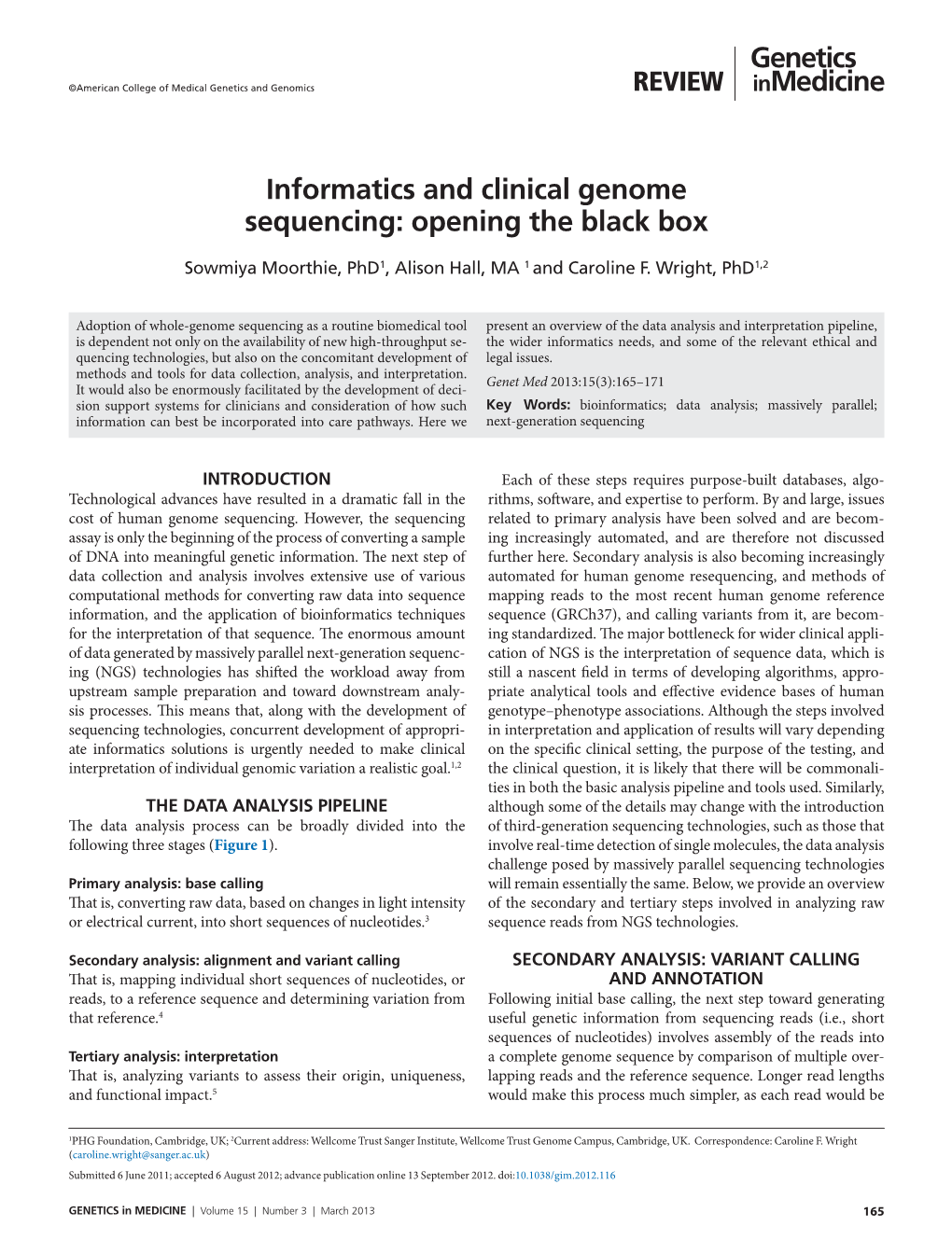 Informatics and Clinical Genome Sequencing: Opening the Black Box