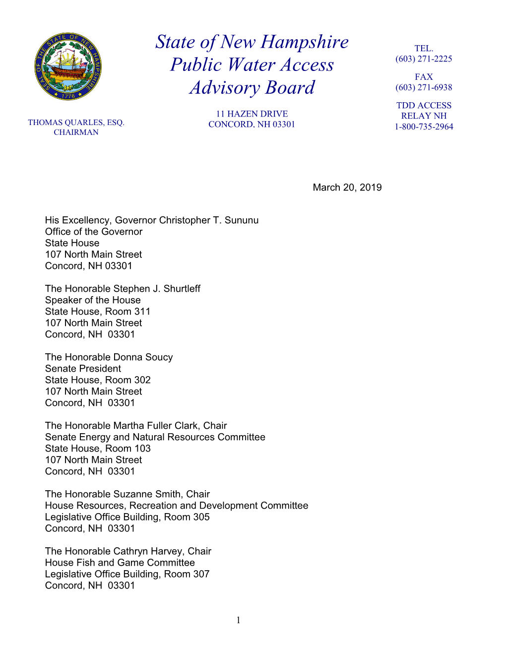 State of New Hampshire Public Water Access Advisory Board