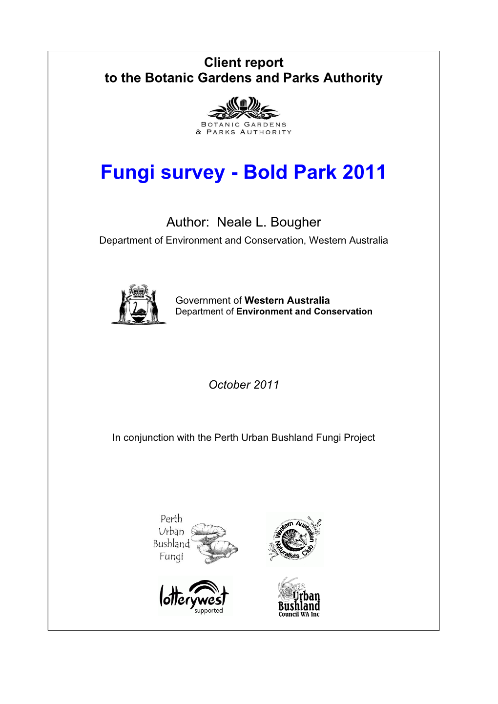 Fungi Survey - Bold Park 2011