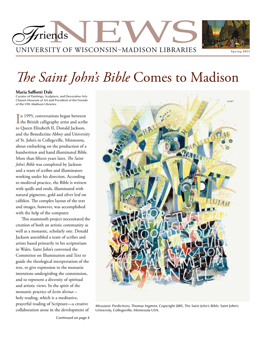 The Saint John's Bible Comes to Madison