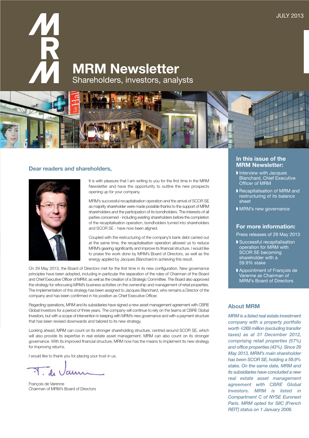 MRM Newsletter Shareholders, Investors, Analysts