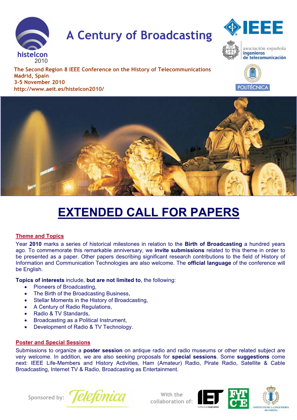 Extended Call for Papers