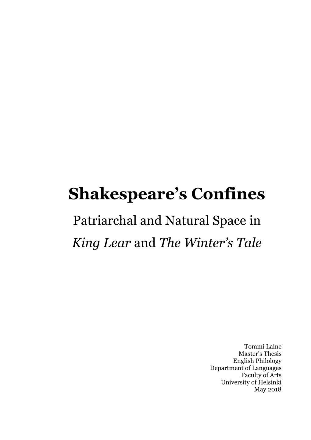 Shakespeare's Confines