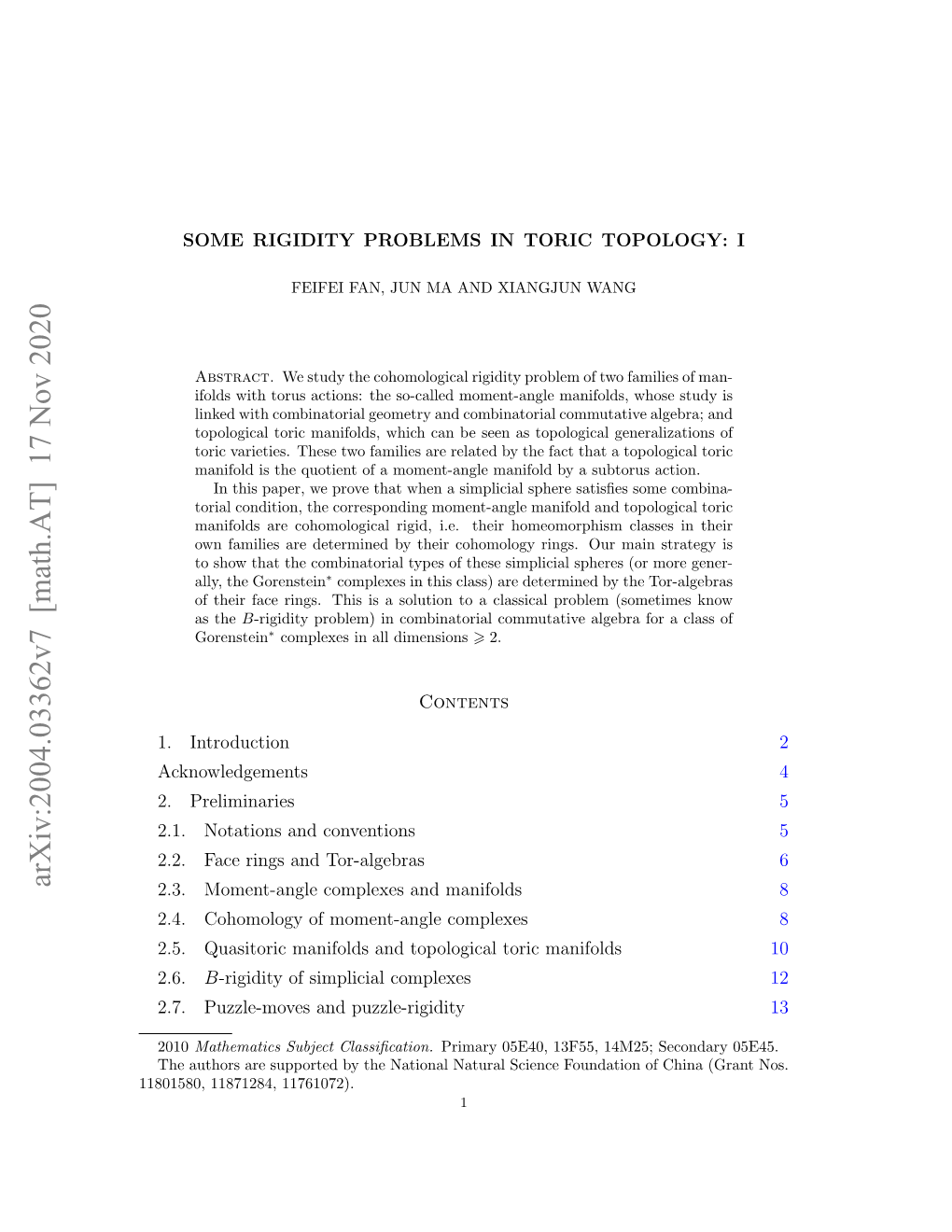 Some Rigidity Problems in Toric Topology: I