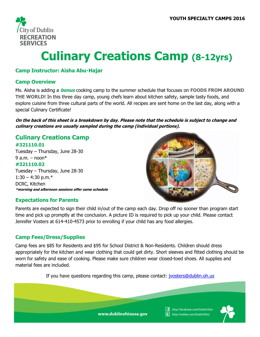 Culinary Creations Camp (8-12Yrs)