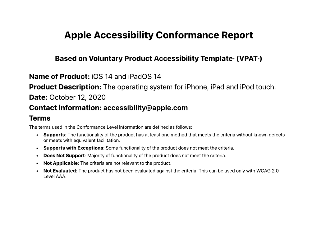 Apple Accessibility Conformance Report
