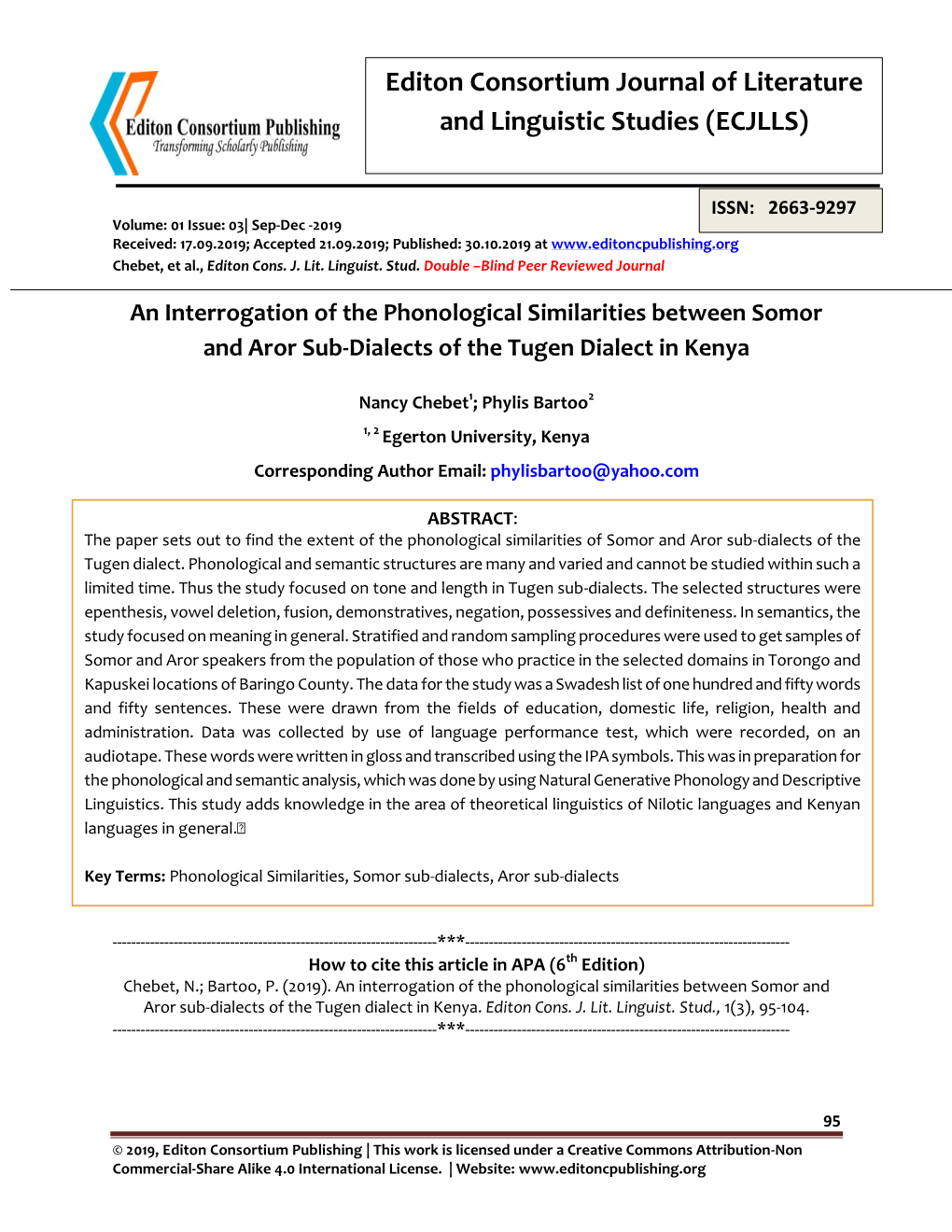 Editon Consortium Journal of Literature and Linguistic Studies (ECJLLS)