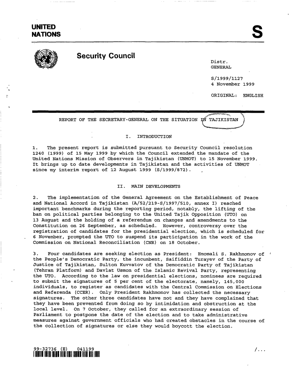 Security Council Distr