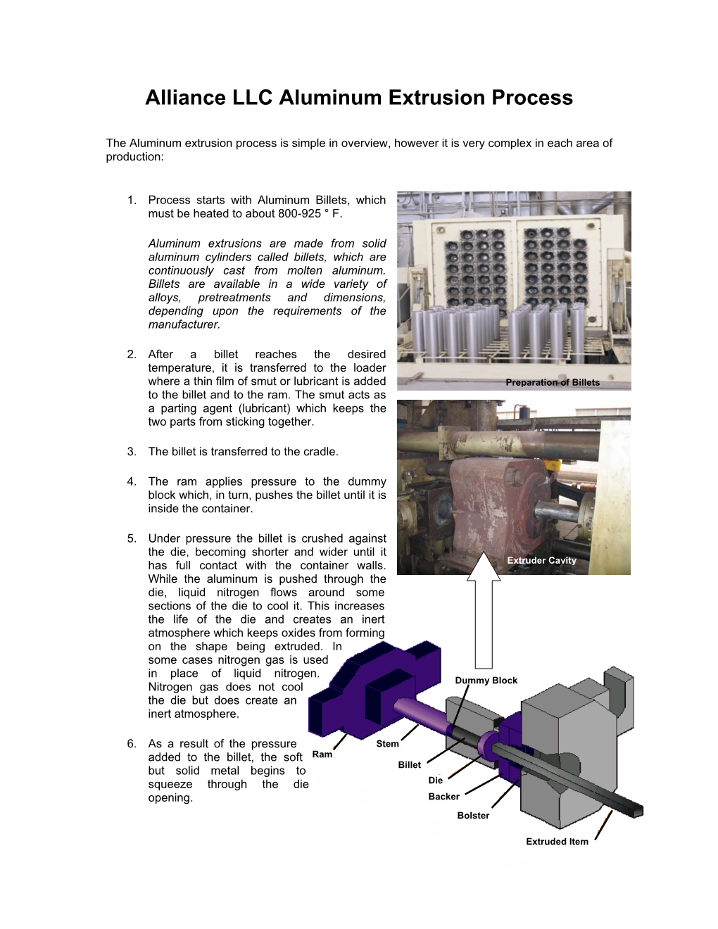 Alliance LLC Aluminum Extrusion Process