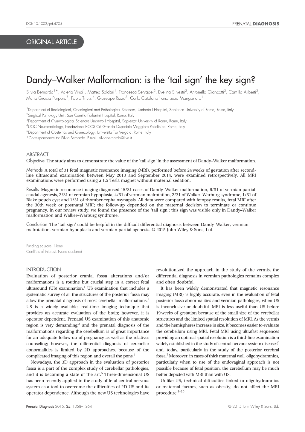 Dandy–Walker Malformation: Is the 'Tail Sign'